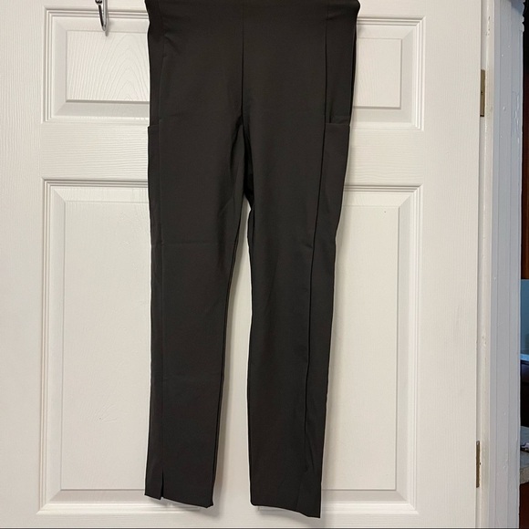 Athleta Wander Slim Stretch Ankle Pants 4P Gray Slit Hem Back Zip Side Pockets - Picture 2 of 9
